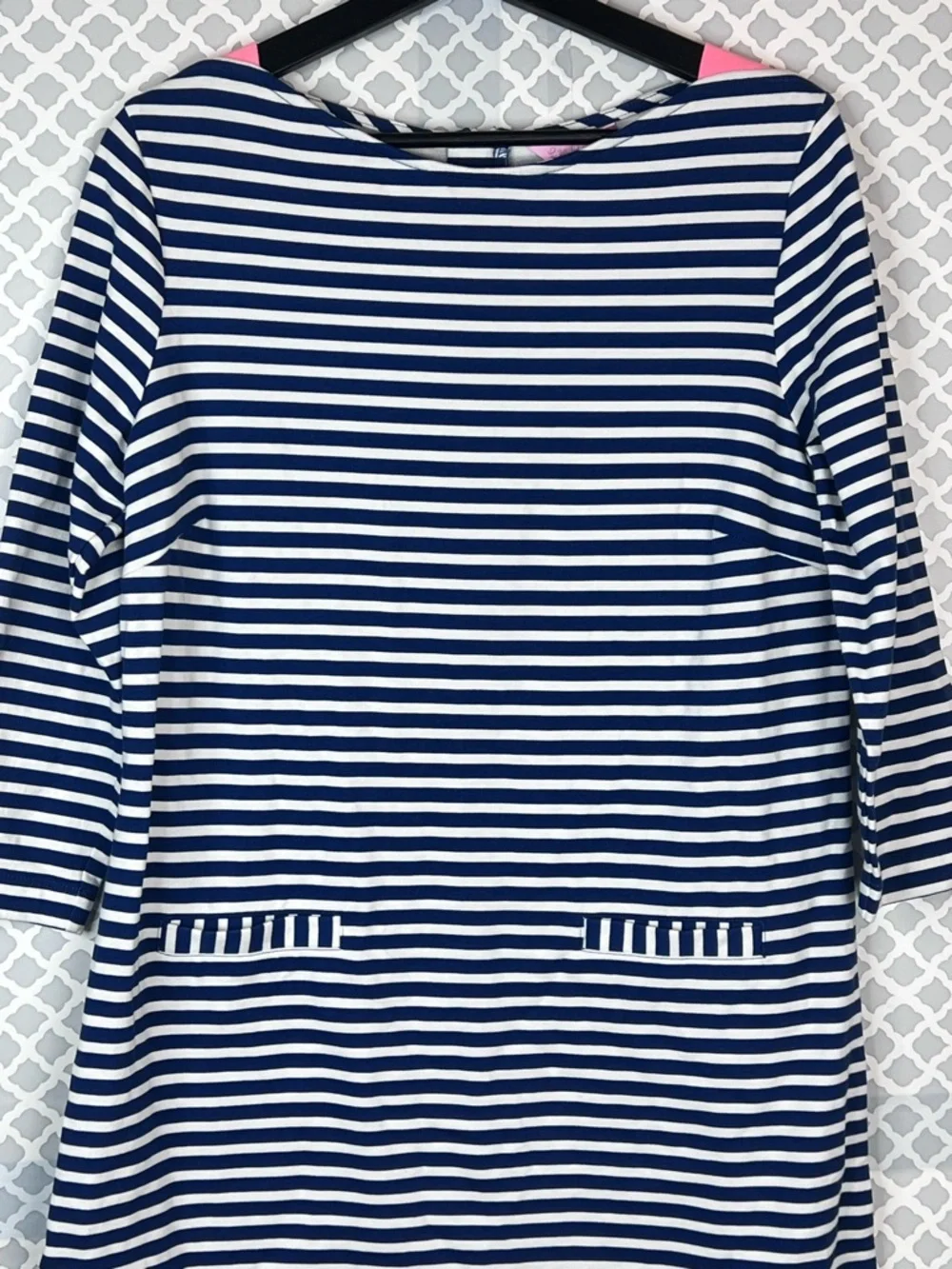 EUC Lilly Pulitzer Irina Boat Neck Striped Terry Knit Dress In Guava Melon